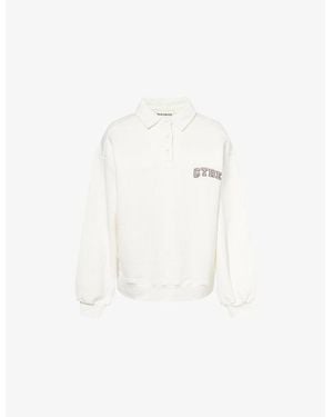 The Couture Club Ctre Relaxed-Fit Cotton-Blend Polo Sweatshirt - White
