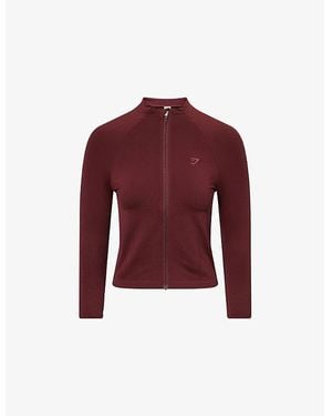 GYMSHARK Soft Sculpt Zip Up Tech-Knit Jacket - Red
