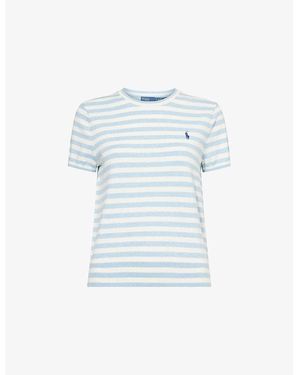 Polo Ralph Lauren Striped Round-Neck Stretch-Cotton Blend Jumper - Blue