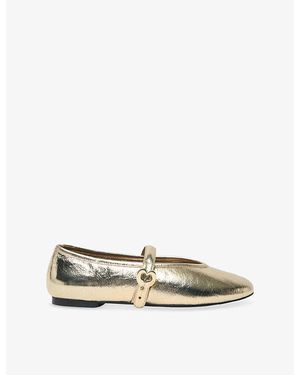 Maje Metallic Leather Ballet Flats