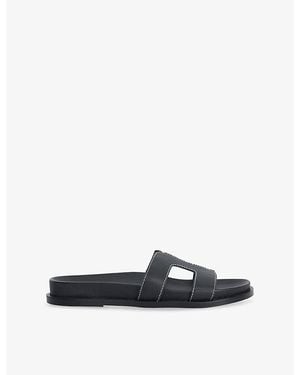 Dune Loupas Footbed Leather Sandals - Blue