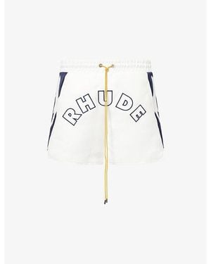 Rhude Logo Lightning Cotton-Jersey Sweat Shorts - White