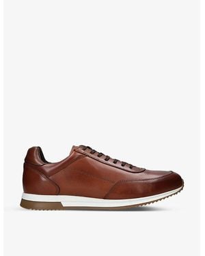 Loake Bannister Tonal-Stitching Leather Low-Top Trainers - Brown
