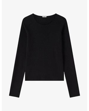 JOSEPH Nali Scoop-Neck Long-Sleeve Silk Top - Black