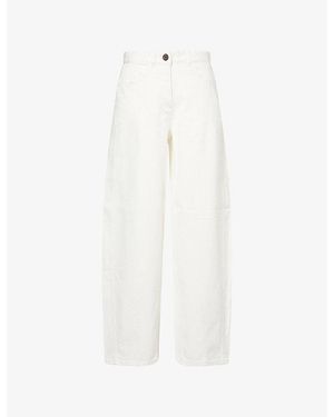 ME+EM Tapered Tonal Stripe Cotton Trousers - White
