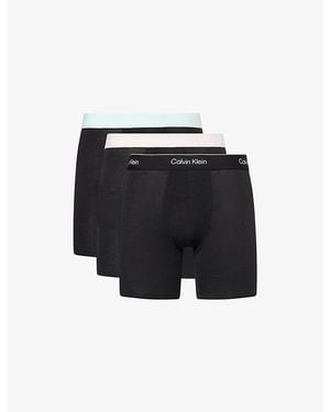 Calvin Klein Icon Pack Of Three Stretch-Cotton Boxer Briefs - Black