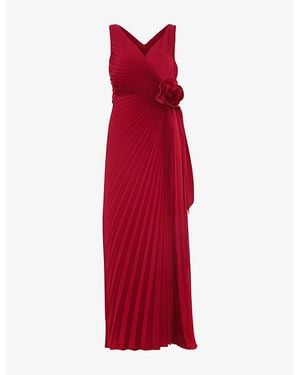 Phase Eight Emlyn Rose-Embroidered Pleated Stretch-Woven Maxi Dress