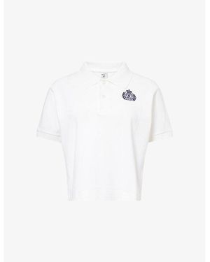Sporty & Rich H&W Crest Embroidered Cotton-Piqué Polo Shirt - White