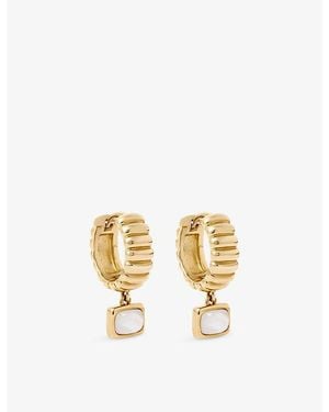 Astley Clarke Aurora Ridge 18Ct- Plated Sterling- And Mother Of Pearl Drop Huggie Earrings - Metallic