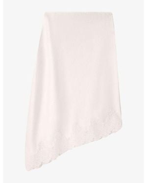 Sandro Asymmetrical Lace-Trim Satin Midi Skirt - Pink