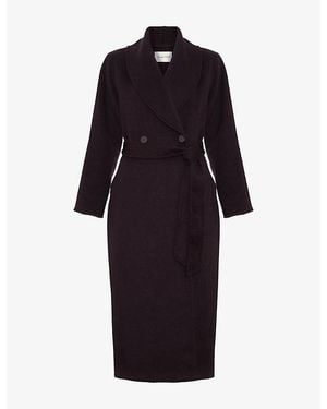 Phase Eight Daisy Shawl-Collar Double-Face Wool-Blend Midi Coat - Blue