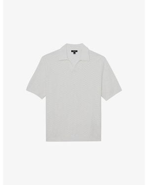 Reiss Sol Textured Knitted Polo Shirt - White