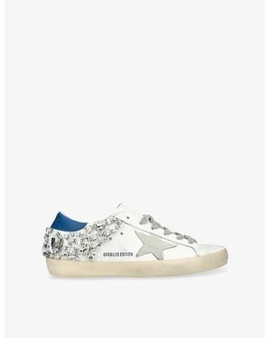 Golden Goose Super Star Crystal-Embellished Leather Low-Top Trainers - White