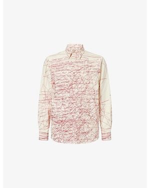 Kidsuper Manuscript-Embroidered Long-Sleeve Cotton-Blend Shirt - Pink