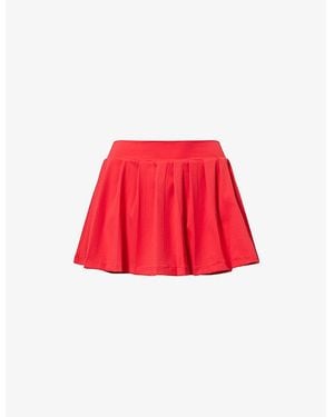 The Couture Club Sculpting Pleated Stretch-Woven Mini Skort - Red