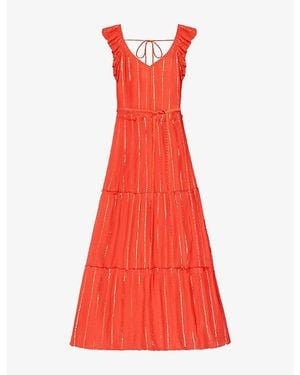 Ro&zo Ruffled Tired Woven Maxi Dress