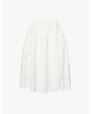 Sister Jane Pines Embroidered Cotton-Poplin Midi Skirt - White