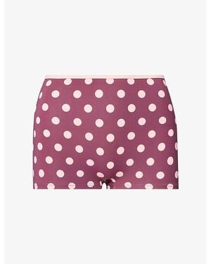 HYPHEN Polka-Dot Hot-Pant Bikini Bottoms - Pink