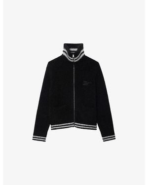 Zadig & Voltaire Gildas Logo-Embroidered Alpaca-Blend Coat - Black