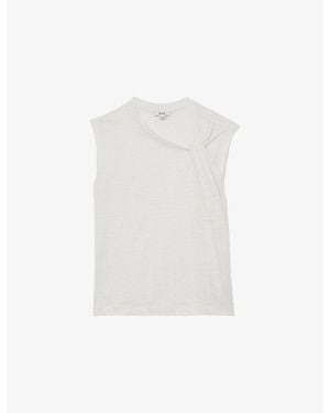 Reiss Taylor Twist-Detail Linen T-Shirt - Green
