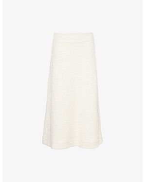 ME+EM Bouclé Textured A Line Cotton-Blend Midi Skirt - White