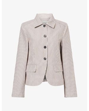 ME+EM Pinstripe Seersucker Cotton-Blend Jacket - Natural