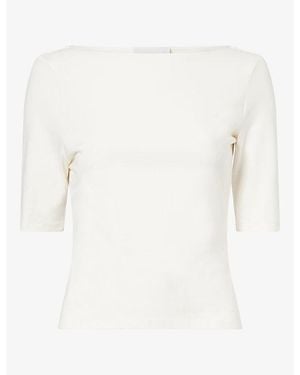 Reformation Santino Boat-Neck Stretch-Cotton Top - White