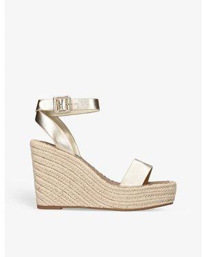 Steve Madden Upstage Metallic-Leather Wedges - Natural