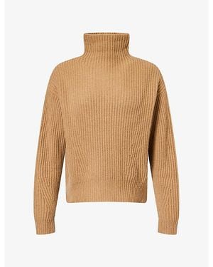 LeKasha High-Neck Rib-Knit Cashmere Jumper - Natural