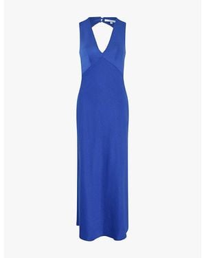 OMNES Nova Tie-Back Satin Maxi Dress - Blue