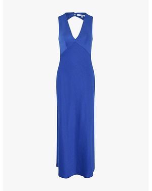 OMNES Nova Tie-Back Satin Maxi Dress - Blue
