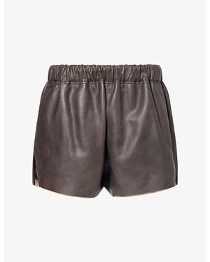Rick Owens Elasticated-Waist Leather Shorts - Gray