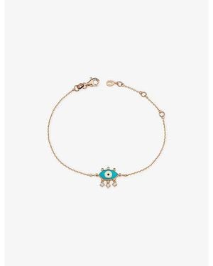 La Maison Du Couturier Selda Evil Eye 14Ct Rose- And Diamond Bracelet - White
