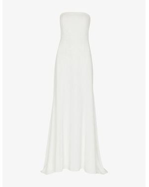 Whistles Ellis Bow-Detail Strapless Woven Wedding Dress - White