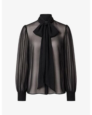 Because Of Alice Tie-Neck Sheer Chiffon Blouse - Black