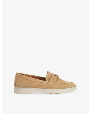 Dune Grinning Suede Loafers - Natural