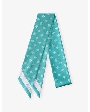 Mulberry Tree-Print Skinny Woven Scarf - Blue