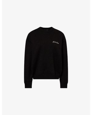 Ru & Rocka Logo-Embroidered Round-Neck Knitted Jumper - Black