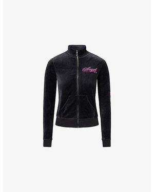 Juicy Couture Juicy Angel Logo-Print Velour Track Top - Black