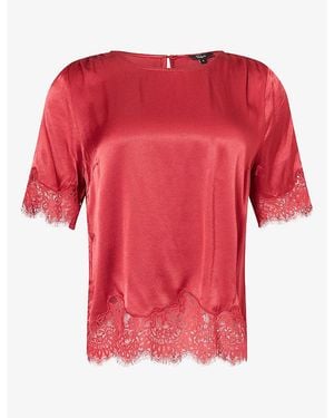 Rails Sonora Lace-Trim Satin Top - Red