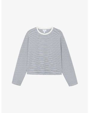 The White Company Stripe-Print Oversized Stretch Cotton-Jersey Top - Grey