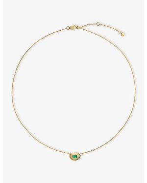 Monica Vinader Gemdrop Soft Oval 18Ct Vermeil And Onyx Chain Necklace - Metallic