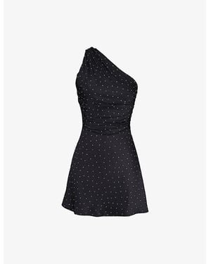 Mistress Rocks Crystal-Embellished Twist-Back One-Shoulder Jersey Mini Dress - Black