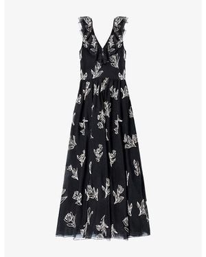 Ro&zo Tallulah Embroidered Tulle Maxi Dress - Black