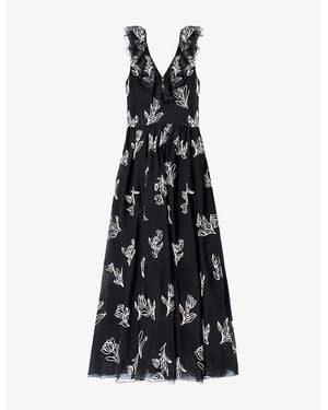 Ro&zo Tallulah Embroidered Tulle Maxi Dress - Black