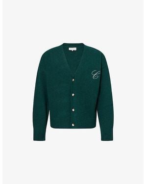 The Couture Club Logo-Embroidered Knitted Cardigan - Green