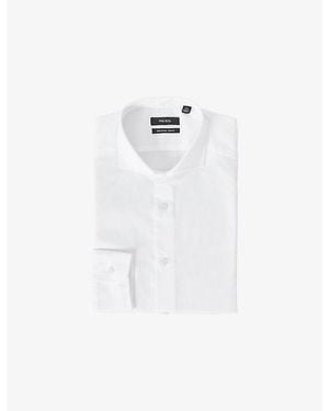 Reiss Storm Reg Long-Sleev Cotton-Twill Shirt - White
