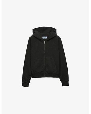 Prada Logo-Patch Zip-Up Cotton Hoody Xxl - Black
