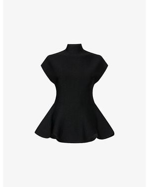 KHAITE Andra Stand-Collar Knit Top - Black