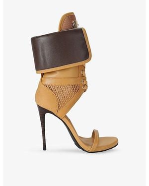 Steve Madden Casella Lace-Up Faux-Leather Heeled Sandals - Brown